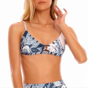 Agua Bendita Women's Peggy Helios Bikini Top - Navy/White - Large - NWT